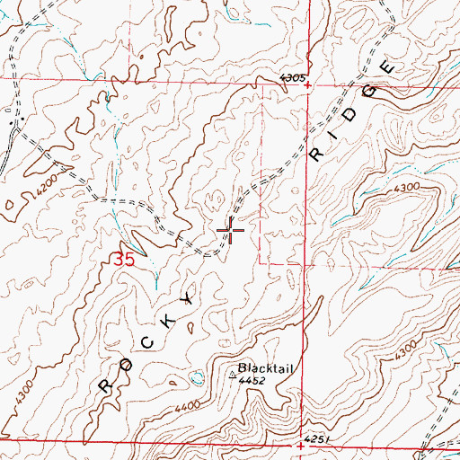 Topographic Map of Rocky Ridge, MT