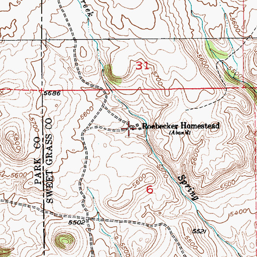 Topographic Map of Roebecker Homestead, MT