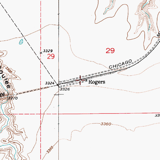 Topographic Map of Rogers, MT