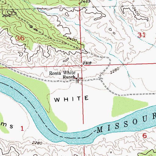 Topographic Map of Roma White Ranch, MT