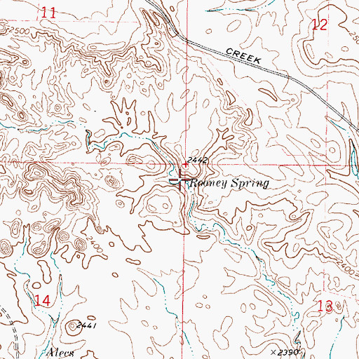 Topographic Map of Rooney Spring, MT