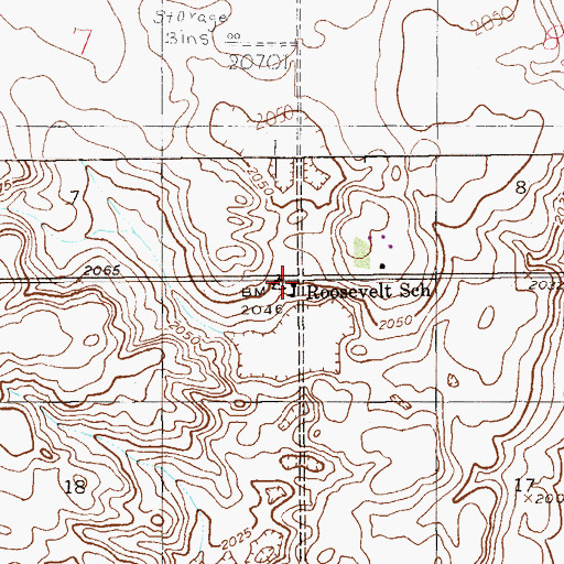 Topographic Map of Roosevelt School, MT