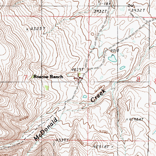 Topographic Map of Roscoe Ranch, MT