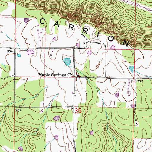 Topographic Map of Maple Springs Freewill Baptist Church, AR
