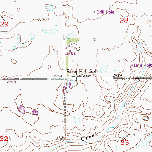 Topographic Map of Rose Hill School (historical), MT