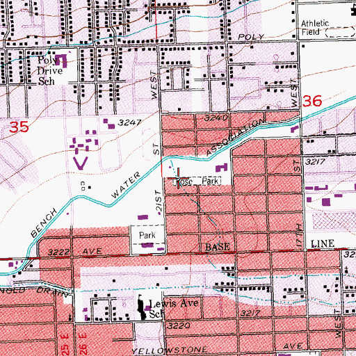 Topographic Map of Rose Park, MT