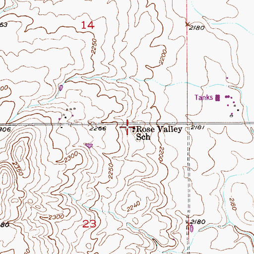 Topographic Map of Rose Valley, MT