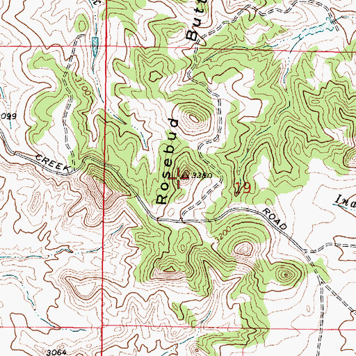 Topographic Map of Rosebud Buttes, MT