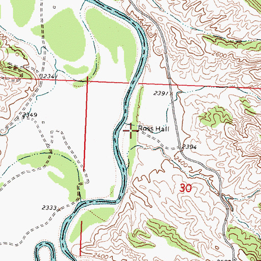 Topographic Map of Ross Hall, MT