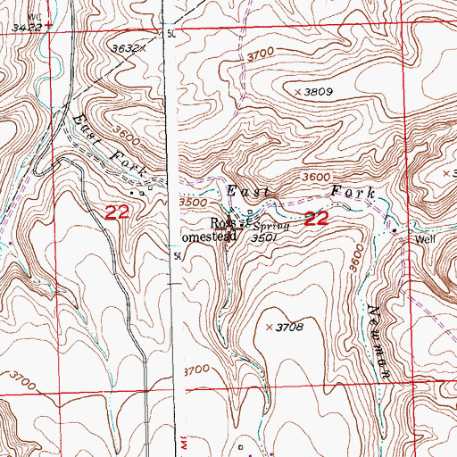 Topographic Map of Ross Homestead, MT