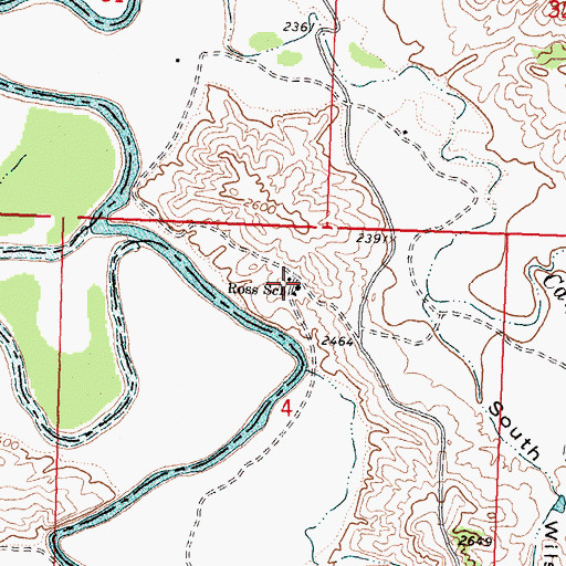 Topographic Map of Ross School, MT