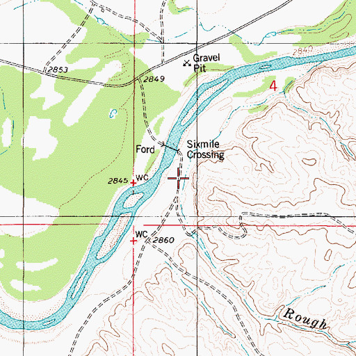Topographic Map of Rough Creek, MT