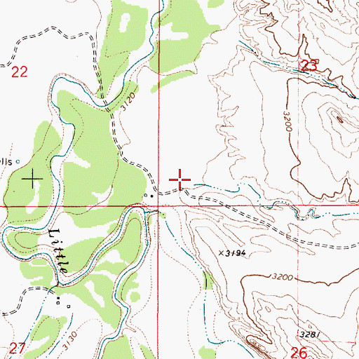 Topographic Map of Rough Creek, MT