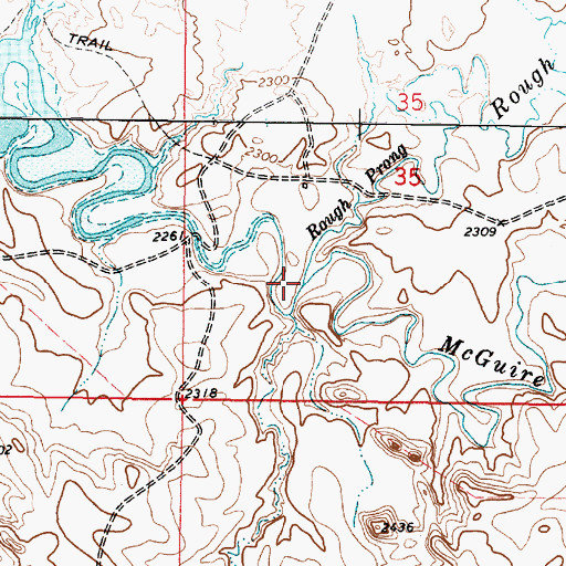 Topographic Map of Rough Prong McGuire Creek, MT