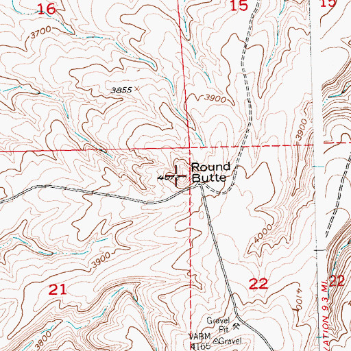 Topographic Map of Round Butte, MT