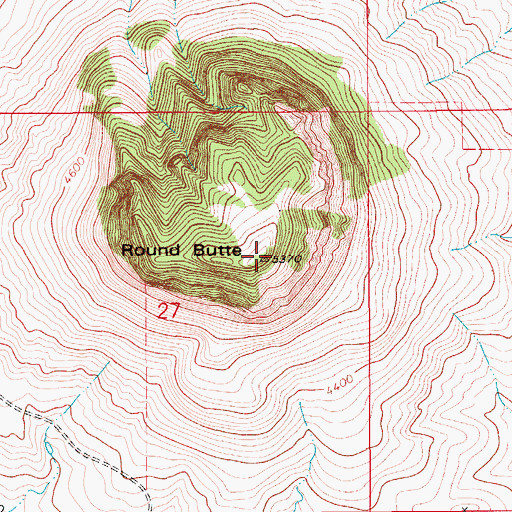Topographic Map of Round Butte, MT