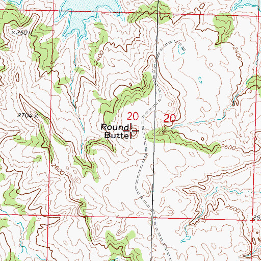 Topographic Map of Round Butte, MT