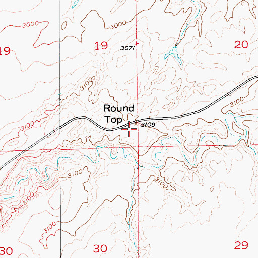 Topographic Map of Round Top, MT