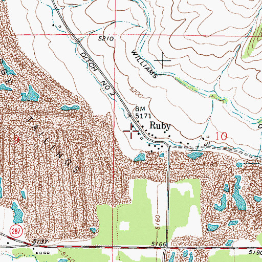 Topographic Map of Ruby, MT