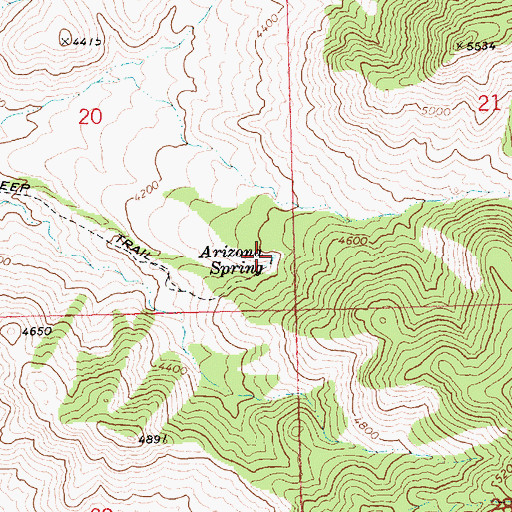 Topographic Map of Arizona Spring, AZ