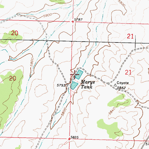 Topographic Map of Marys Tank, AZ