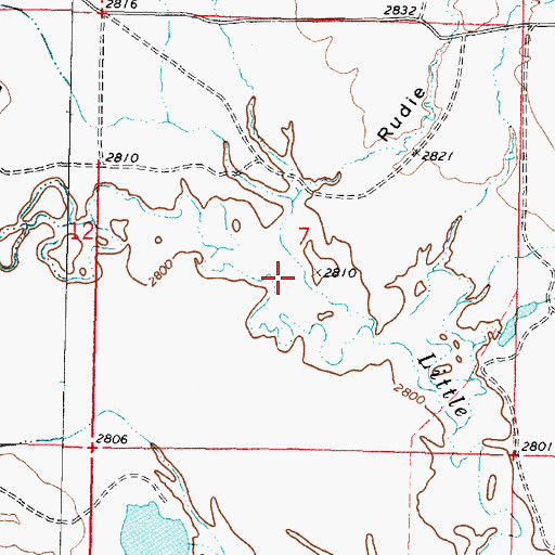 Topographic Map of Rudie Coulee, MT