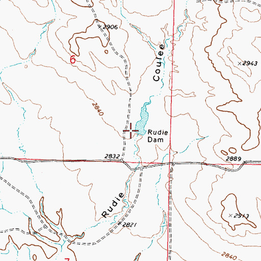 Topographic Map of Rudie Dam, MT