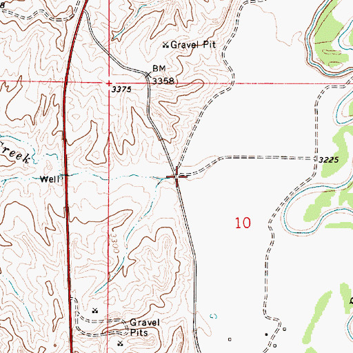 Topographic Map of Rue Creek, MT