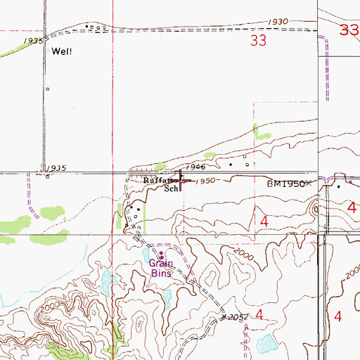 Topographic Map of Ruffato School, MT