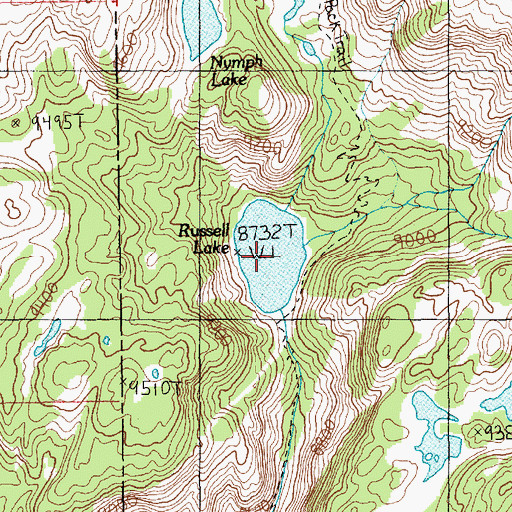 Topographic Map of Russell Lake, MT