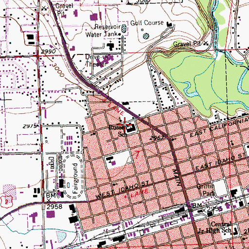 Topographic Map of Russell School, MT