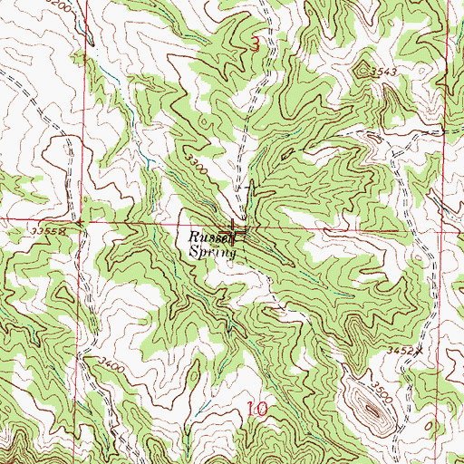 Topographic Map of Russell Spring, MT
