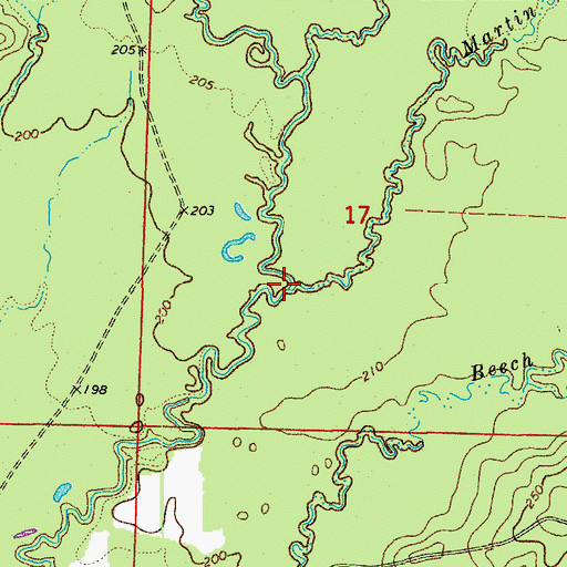 Topographic Map of Martin Creek, AR