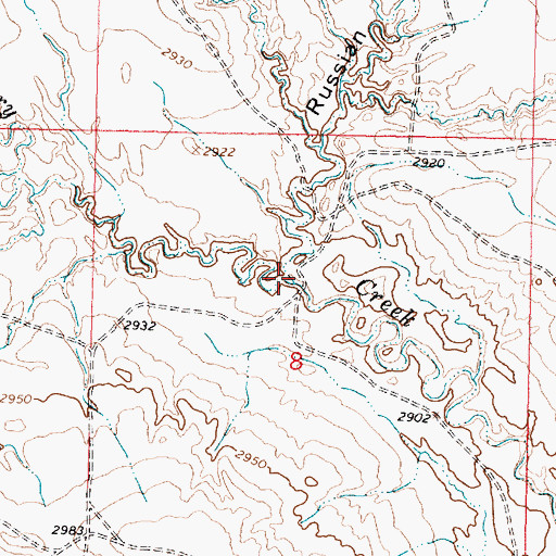 Topographic Map of Russian Frank Coulee, MT
