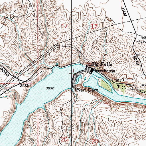 Topographic Map of Ryan Dam, MT