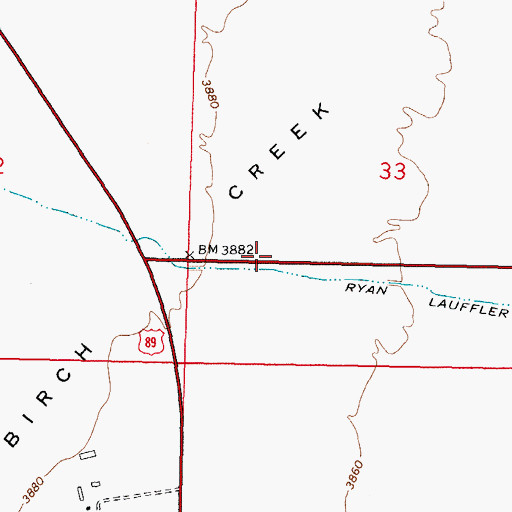 Topographic Map of Ryan Lauffler Ditch, MT