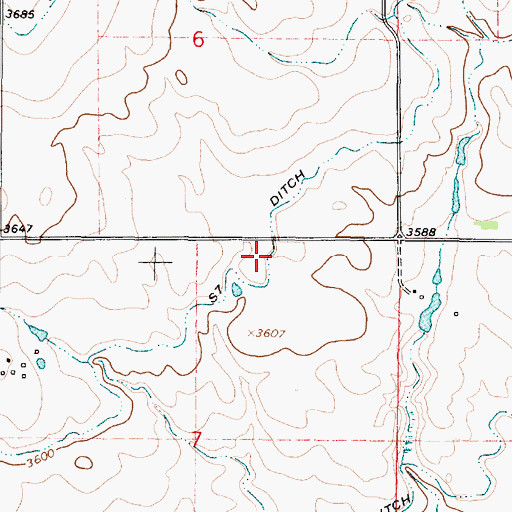 Topographic Map of S Seven Ditch, MT