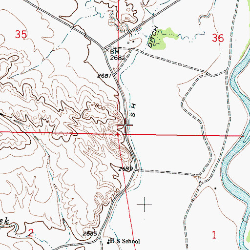 Topographic Map of S H Ditch, MT