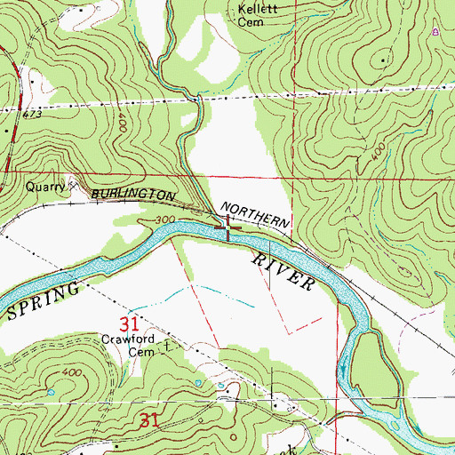 Topographic Map of Martins Creek, AR