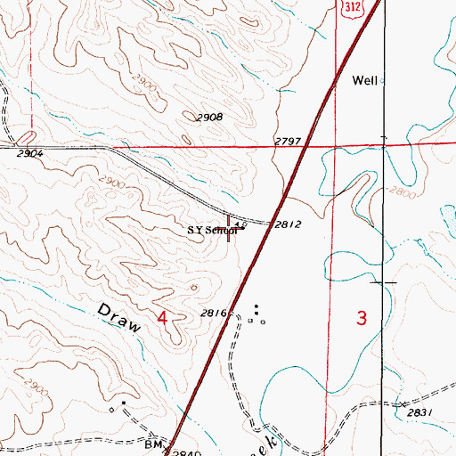 Topographic Map of S Y School, MT