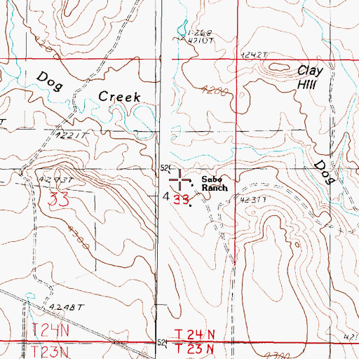 Topographic Map of Sabo Ranch, MT