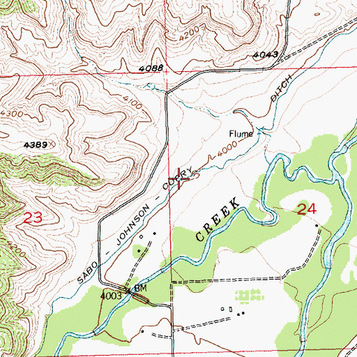 Topographic Map of Sabo-Johnson-Curry Ditch, MT