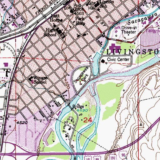 Topographic Map of Sacagawea Park, MT