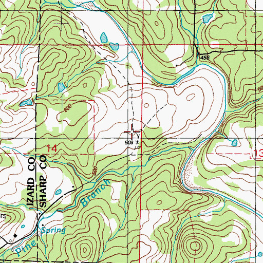 Topographic Map of Martins Store (historical), AR