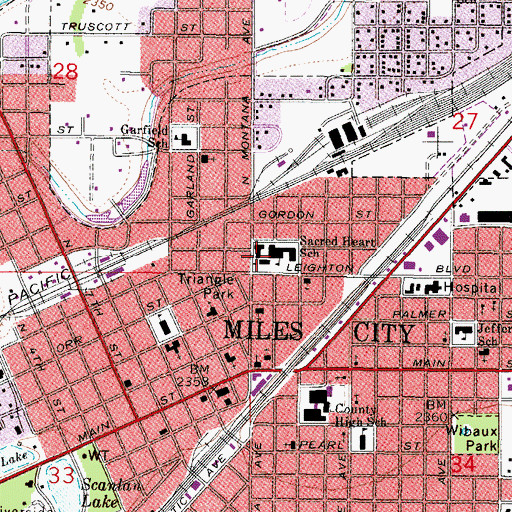 Topographic Map of Sacred Heart Elementary School, MT
