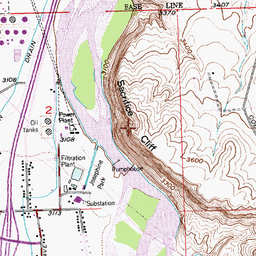 Topographic Map of Sacrifice Cliff, MT