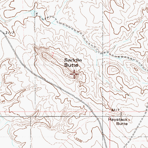Topographic Map of Saddle Butte, MT