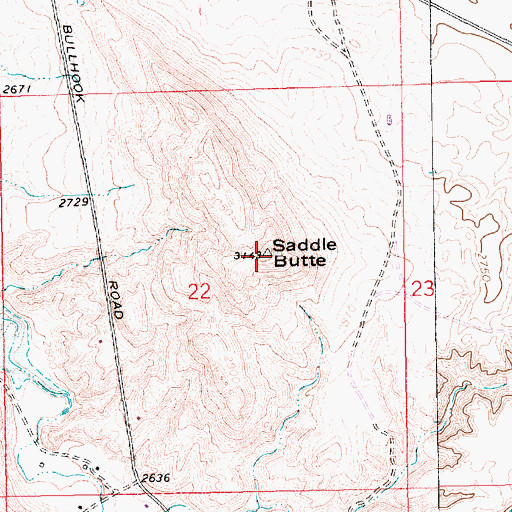 Topographic Map of Saddle Butte, MT