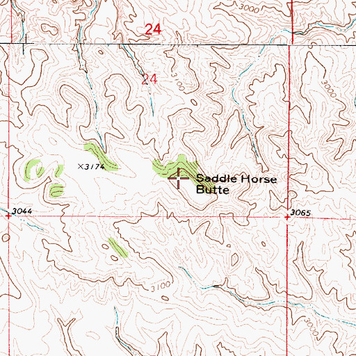 Topographic Map of Saddle Horse Butte, MT