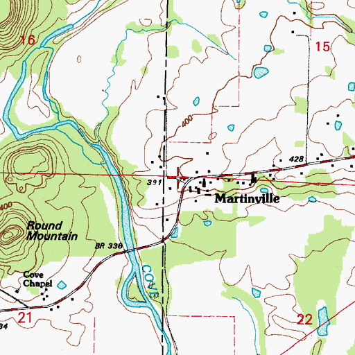 Topographic Map of Martinville, AR